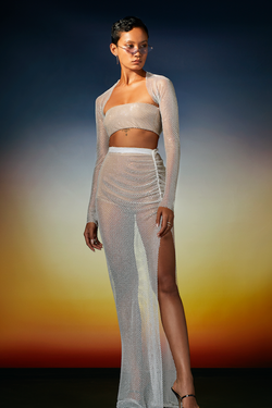 Sheer top rhinestone skirt