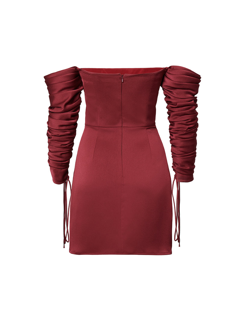 Corset Mini Dress With Draped Sleeves